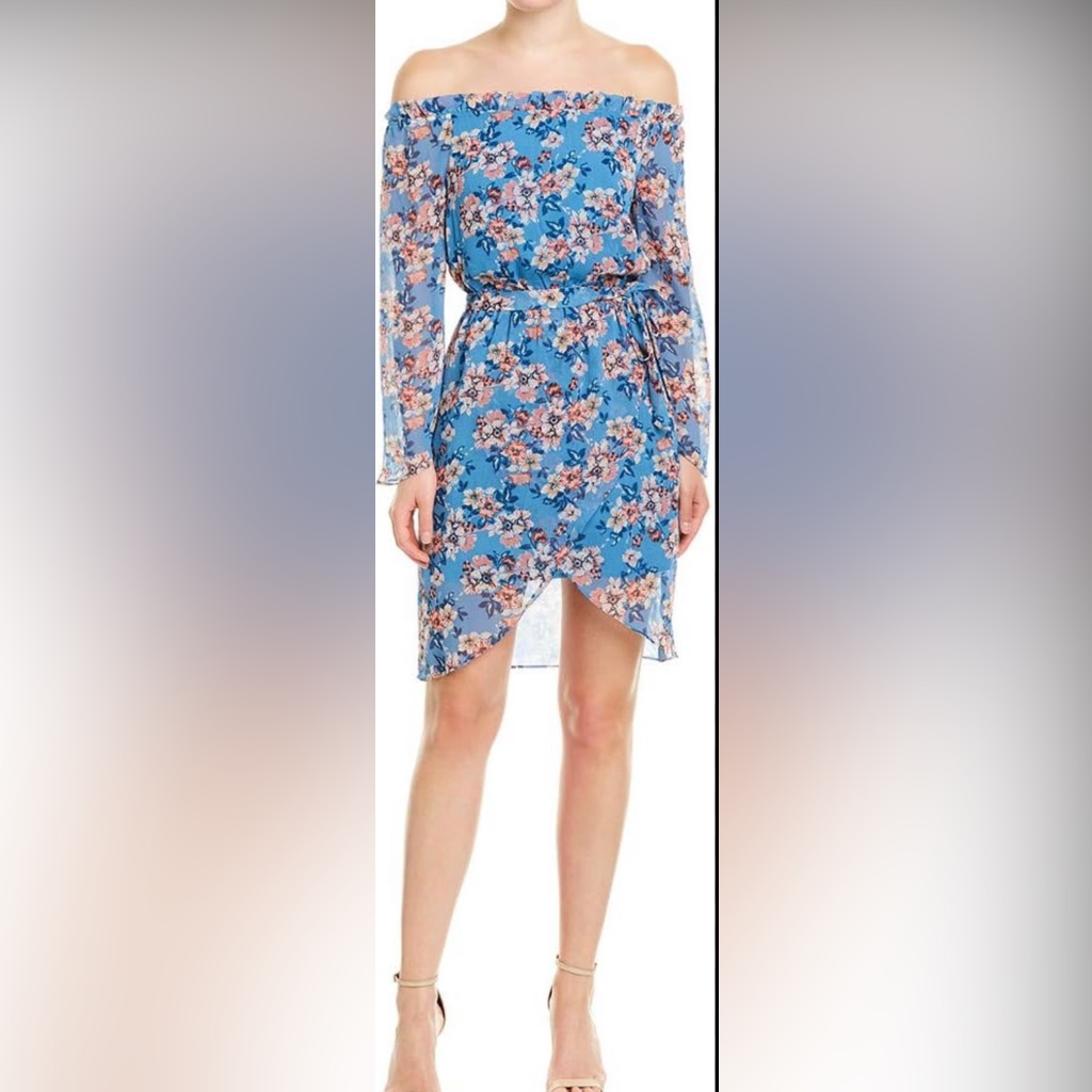 Ali And Jay Blue Foral Pattern Off The Shoulder Dress Size Xl